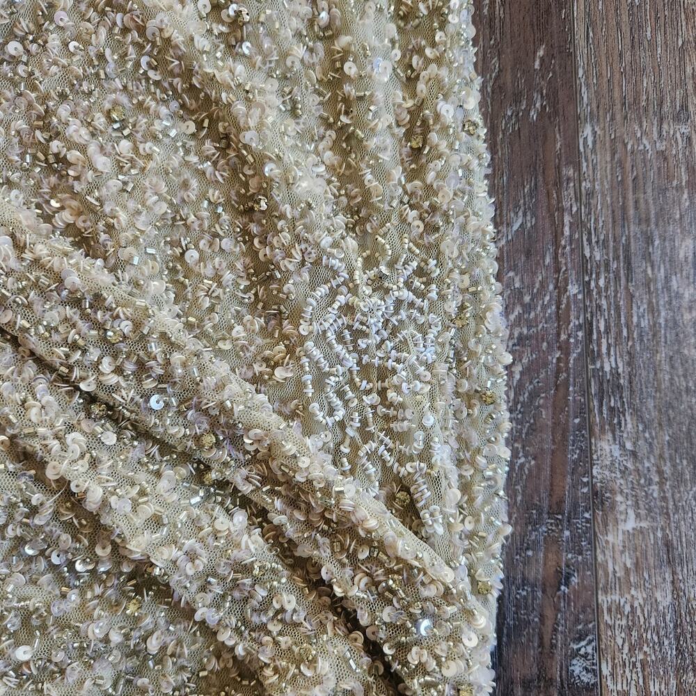 Retrofete Mini Sequin Dress Faux Wrap Sleeveless Tan/Brown Size Medium - Picture 9 of 9